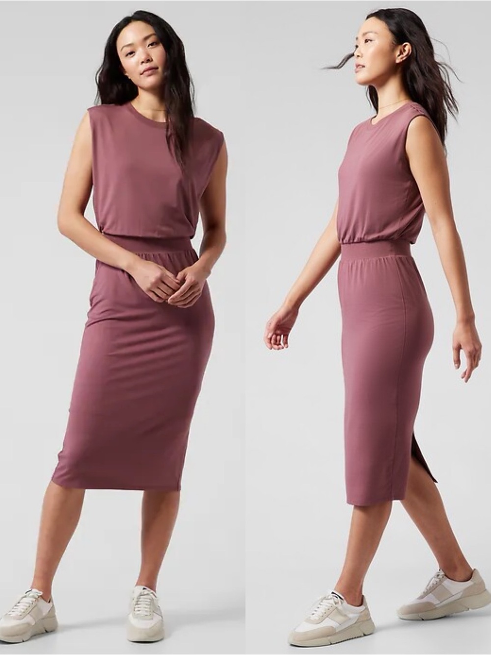 Athleta Santorini Cinch Dress Tawny Rose Size Small Minimalist Athleisure. Sk3